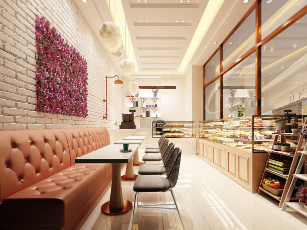 3D render of coffee shop interior